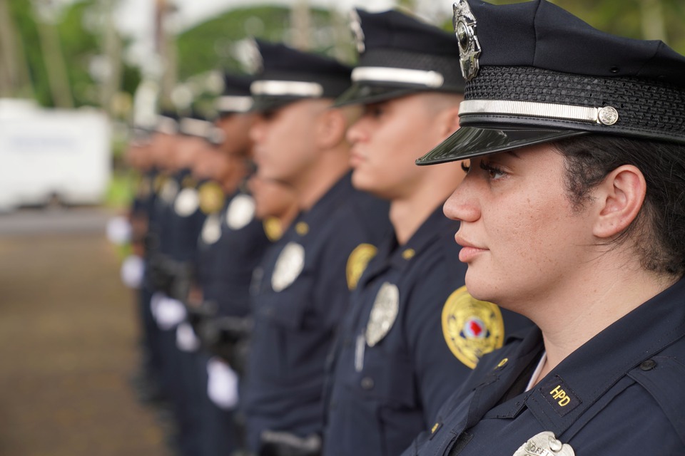 Police recruits in uniform