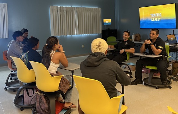 Officers speaking at a school