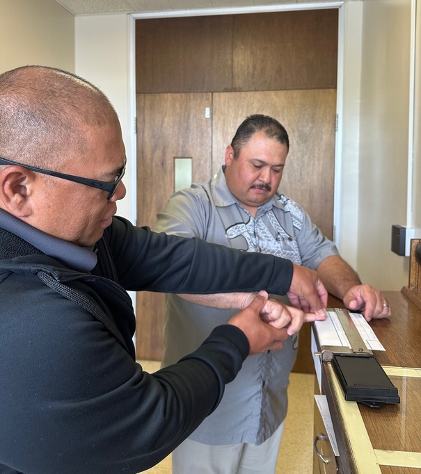 Man getting fingerprinted